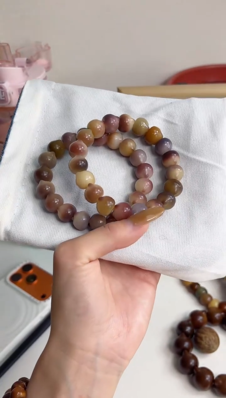 手串菩提根/象牙果沐h73紫美人玉化猫猫头13mm手串随机