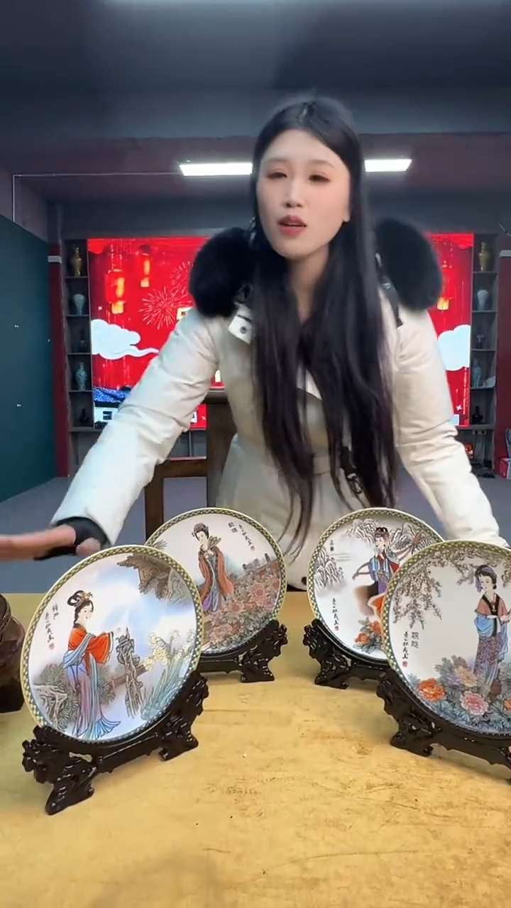 摆件瓷张老师人物赏盘套组11带证书