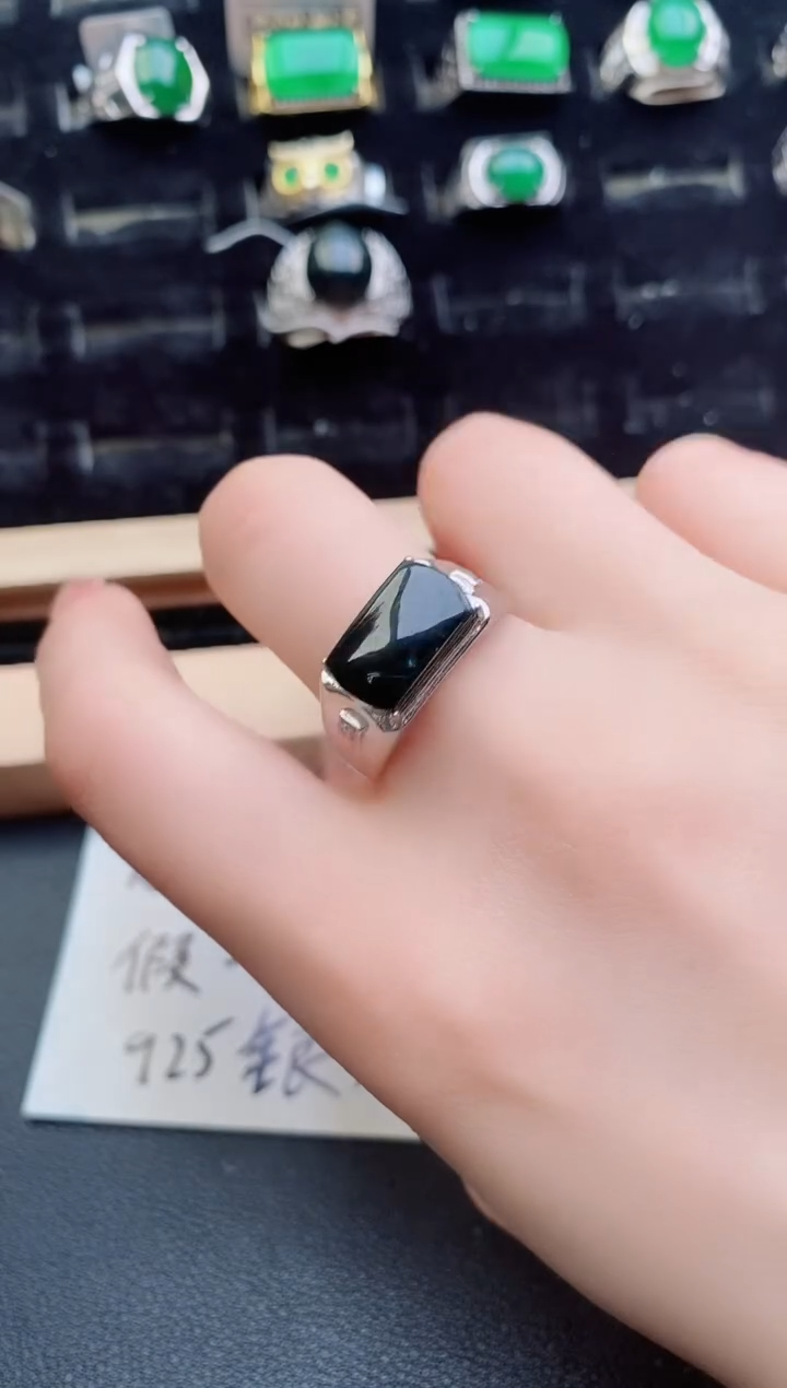 翡翠戒指银S925镶嵌1212121