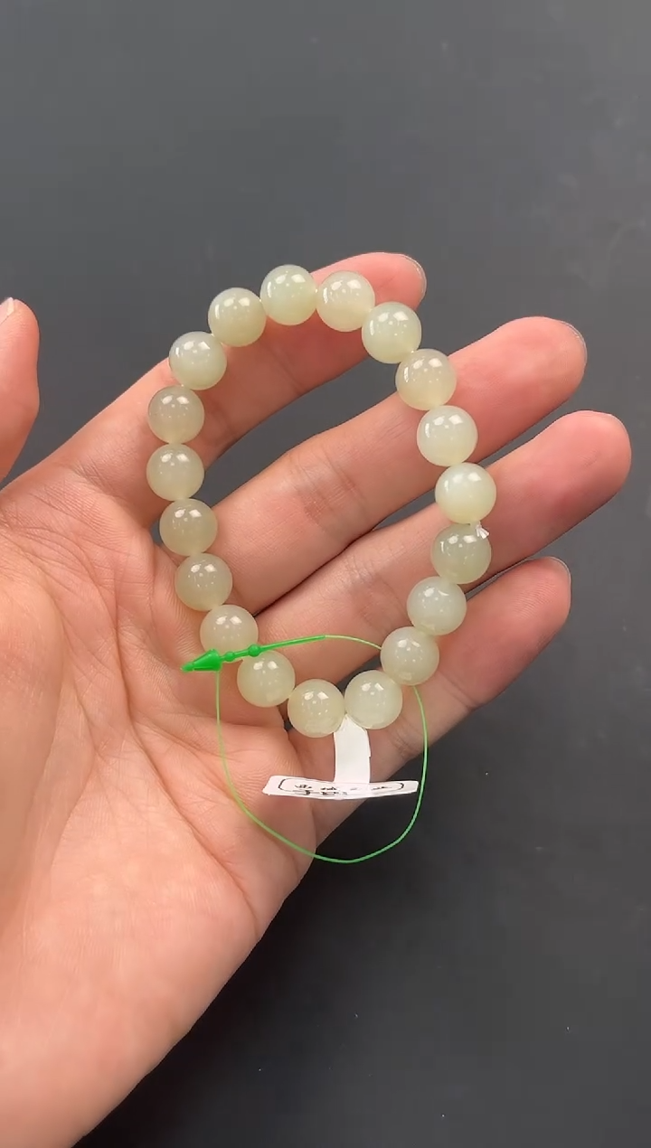未镶嵌手串和田玉于田青白手串卡10微色差
