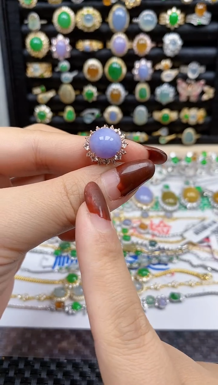 银S925镶嵌戒指翡翠鱿***卷8180