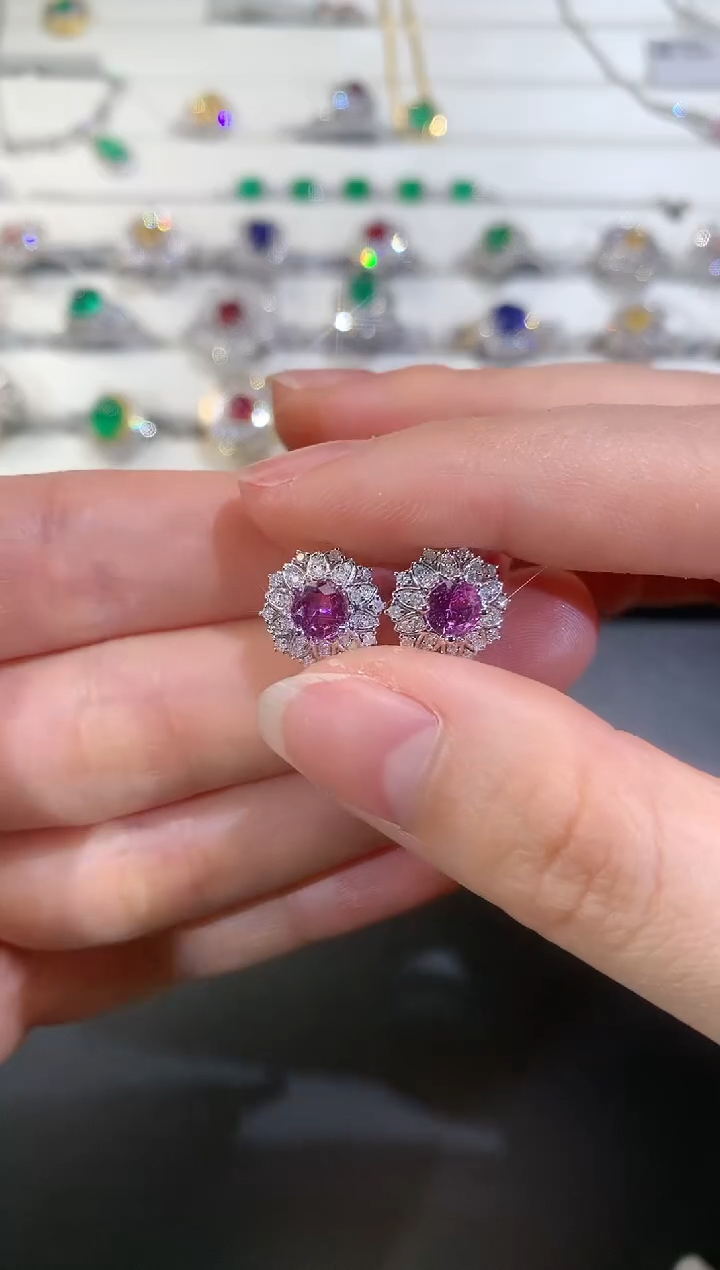 【闪购商品】彩色蓝宝石耳饰18K金镶嵌S4|5980