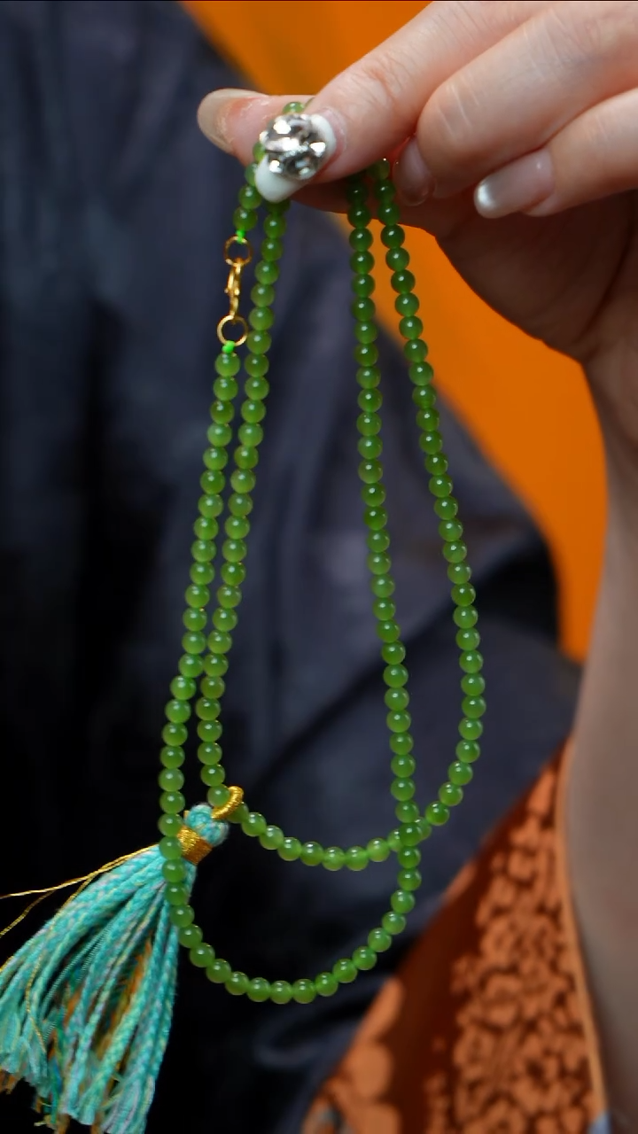 和田玉（碧玉）未镶嵌毛衣链碧玉4mm毛衣链 多样性发其一