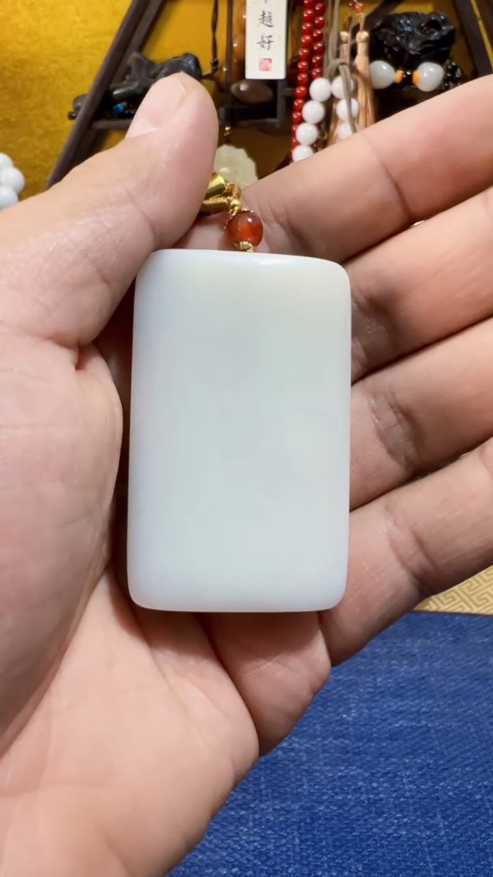 和田玉未镶嵌挂件和田 米达无事牌（飞铃文玩）