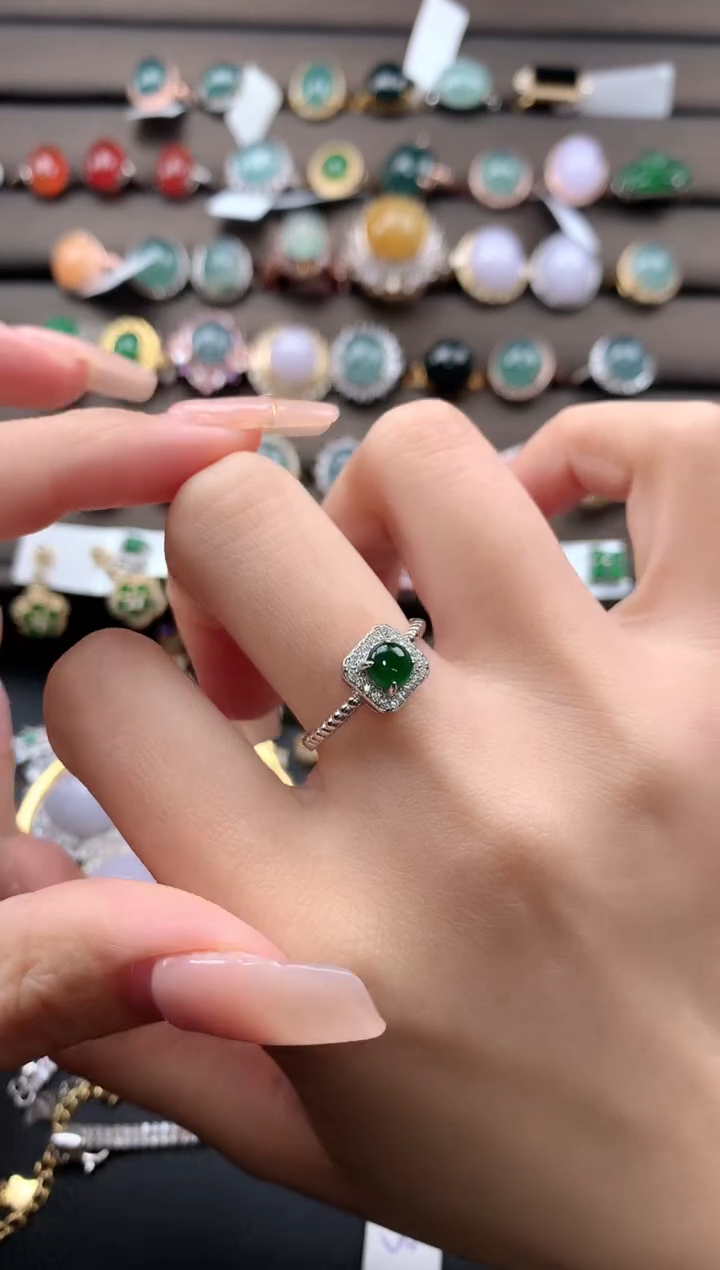 【闪购商品】翡翠戒指银S925镶嵌4324324