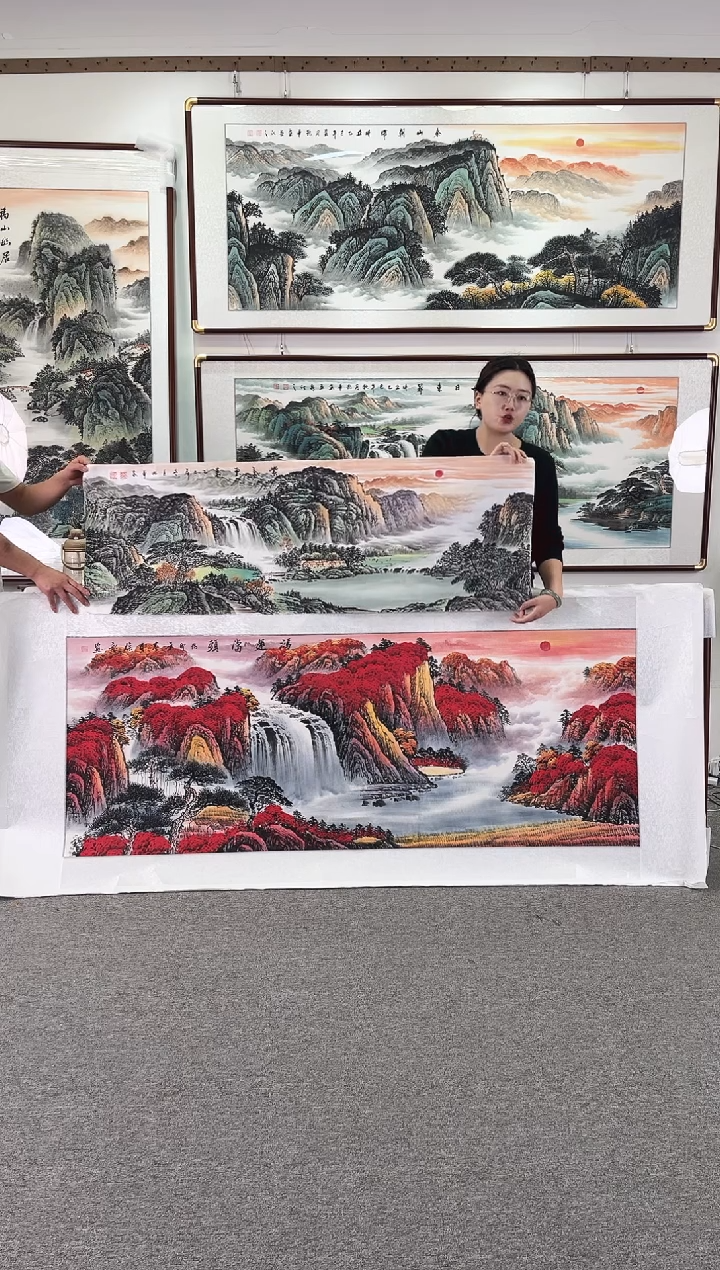 国画纯手绘168x62紫气东来