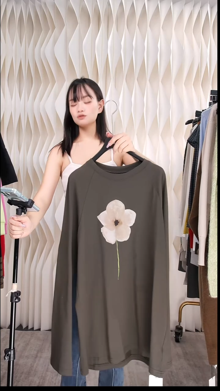 花朵图案长袖衫均码