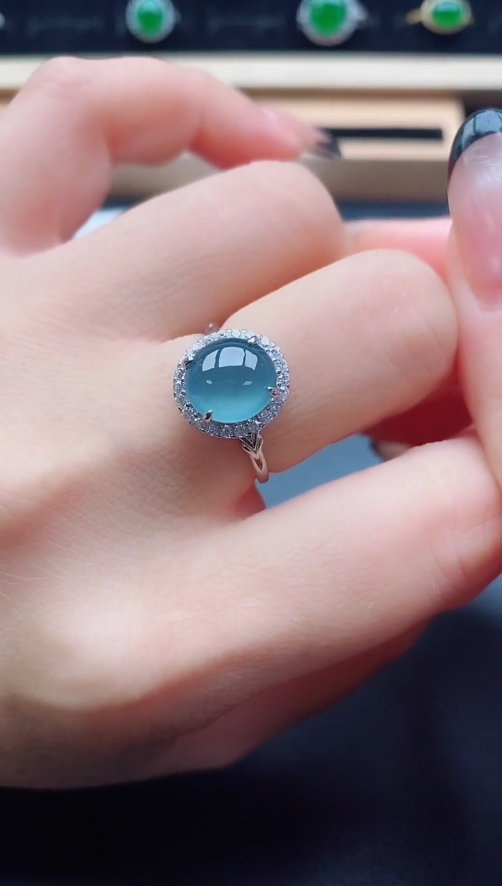 翡翠戒指银S925镶嵌5080