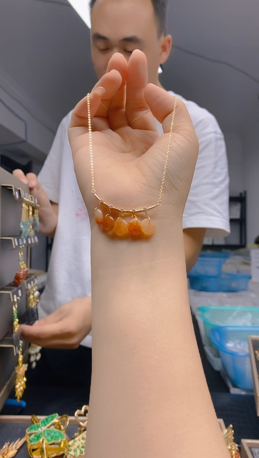 【闪购商品】翡翠耳饰合金0170翡翠锁骨链
