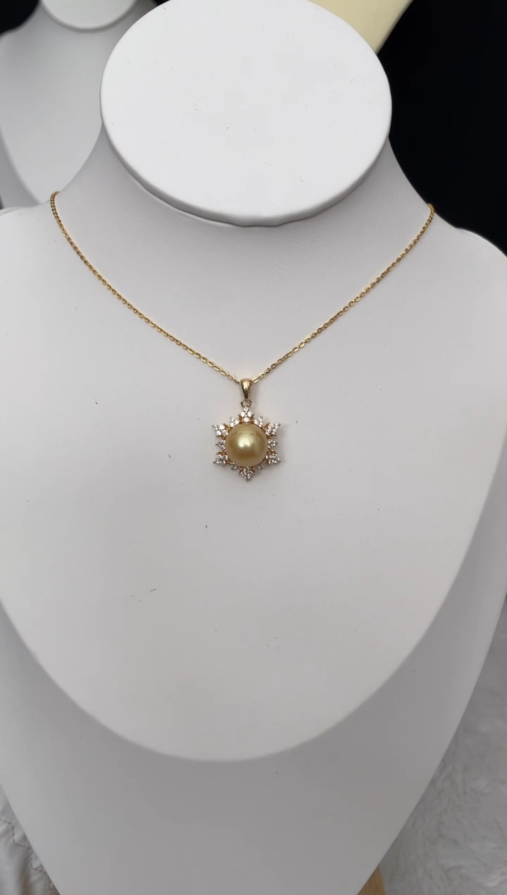 【闪购商品】海水珍珠项链未镶嵌南洋金珠雪花款10-11mm