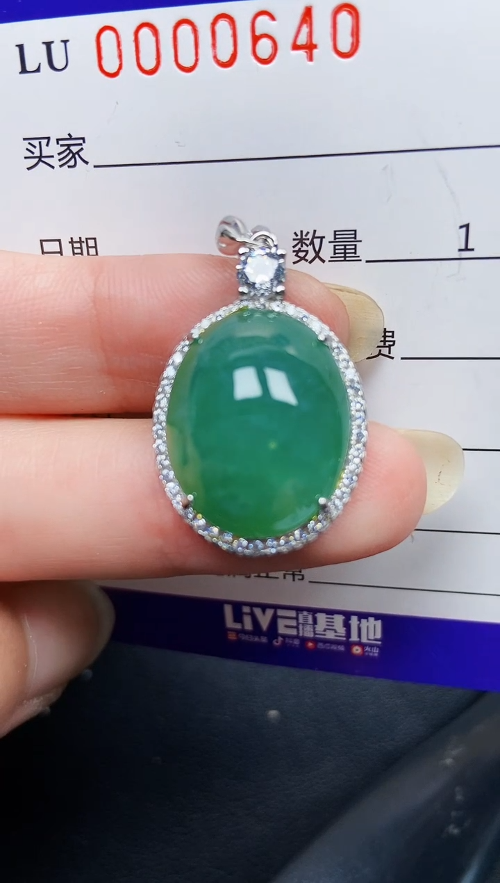 翡翠银S925镶嵌颈饰0640