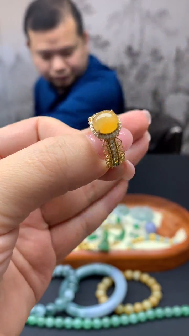 【闪购商品】翡翠戒指18K金镶嵌50-天然翡翠