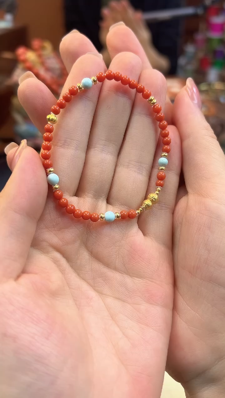 18K金镶嵌手串南红玛瑙南红3.9mm