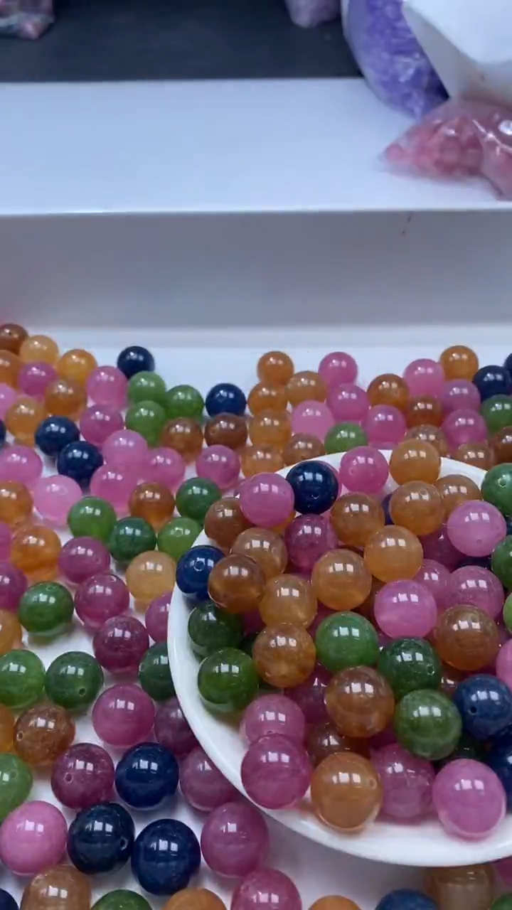 颈饰未镶嵌水晶W202-老矿碧玺14mm*3颗