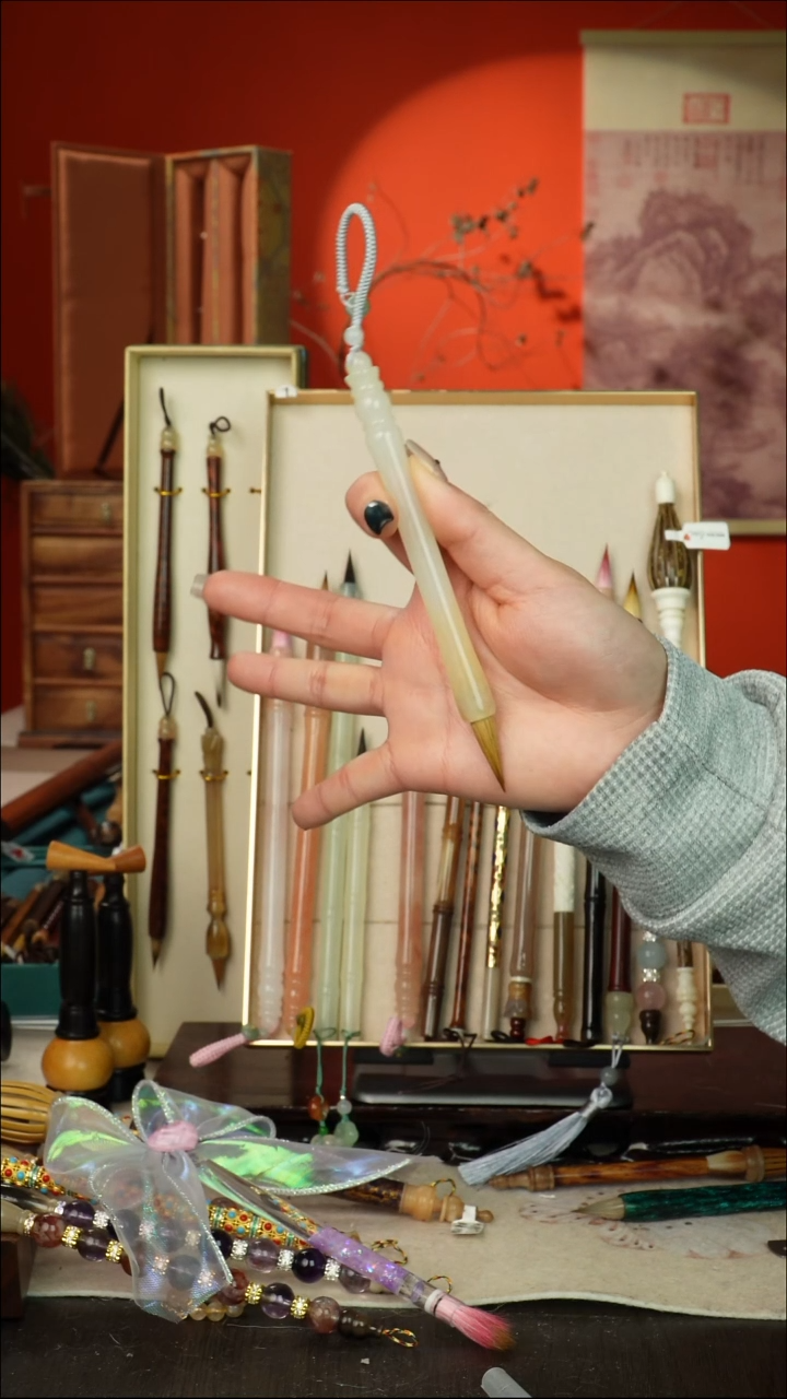 571号闪孤品高货毛笔链接 清水试笔 蘸墨不退