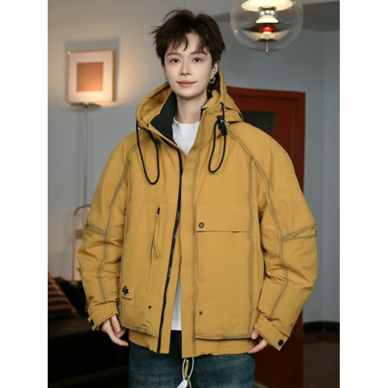 冬季新款男女同款白鸭绒潮流百搭时尚保暖羽绒服连帽外套-1