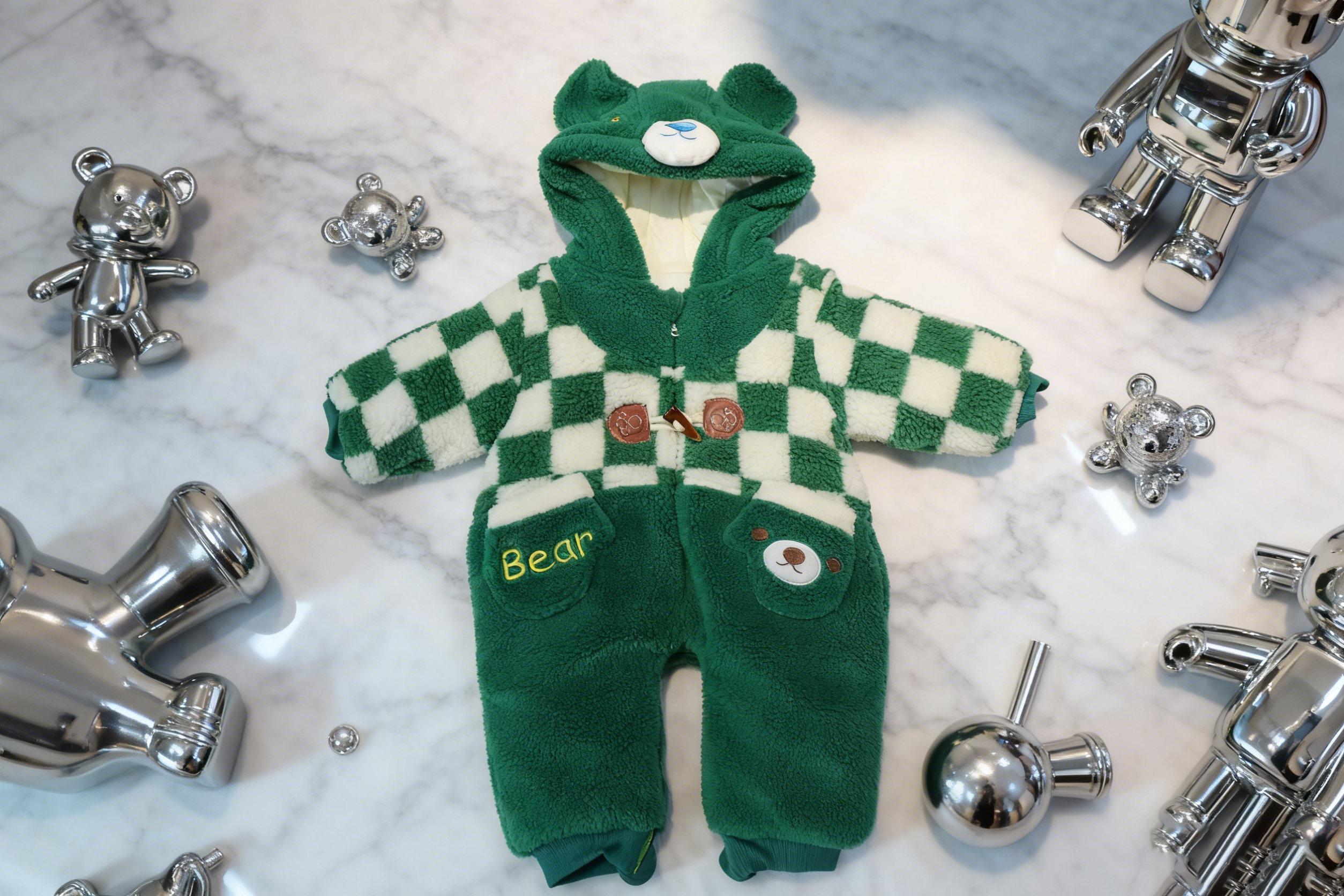 秋冬拉链冬季中国风长袖通用爬服家居服保暖