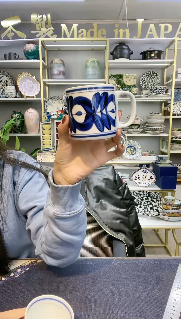 【闪购商品】碗善山手绘蓝海草马克杯一只