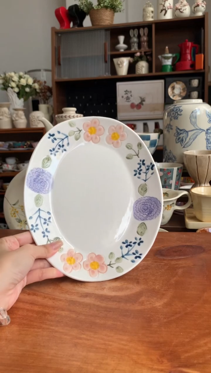 瓷无尽夏9寸椭圆盘1个