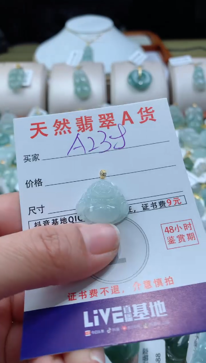 【闪购商品】翡翠颈饰18K金镶嵌天然A货翡翠挂件