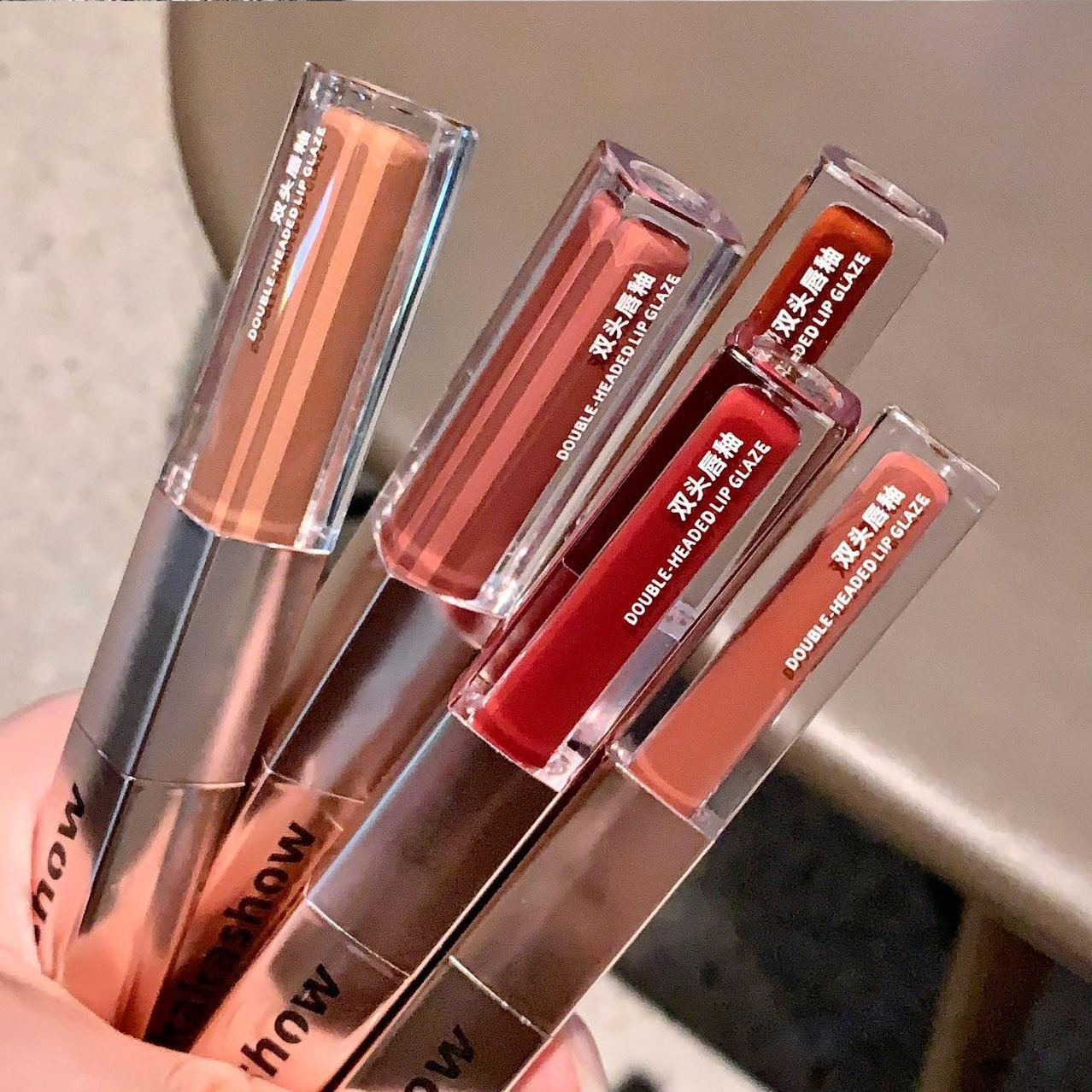 持妆双头唇釉哑光镜面双质地口红细腻丝滑不卡纹显白滋润持久