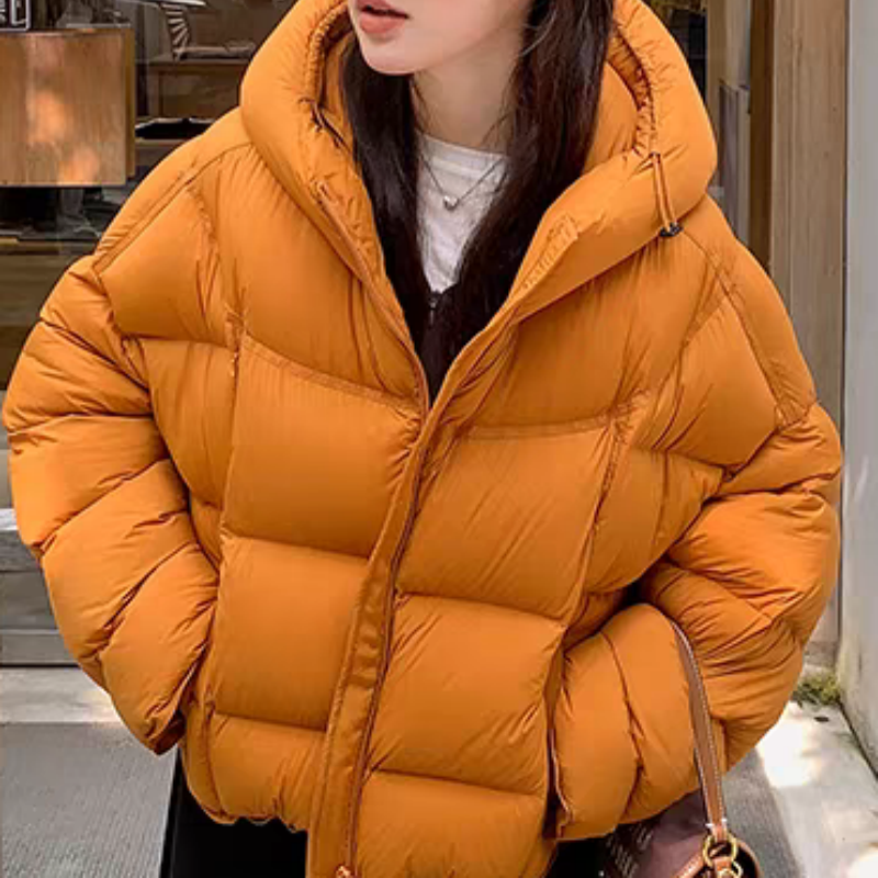 Y223【出口原单鸭绒】新款冬季高端专柜橘色羽绒服-喵喵
