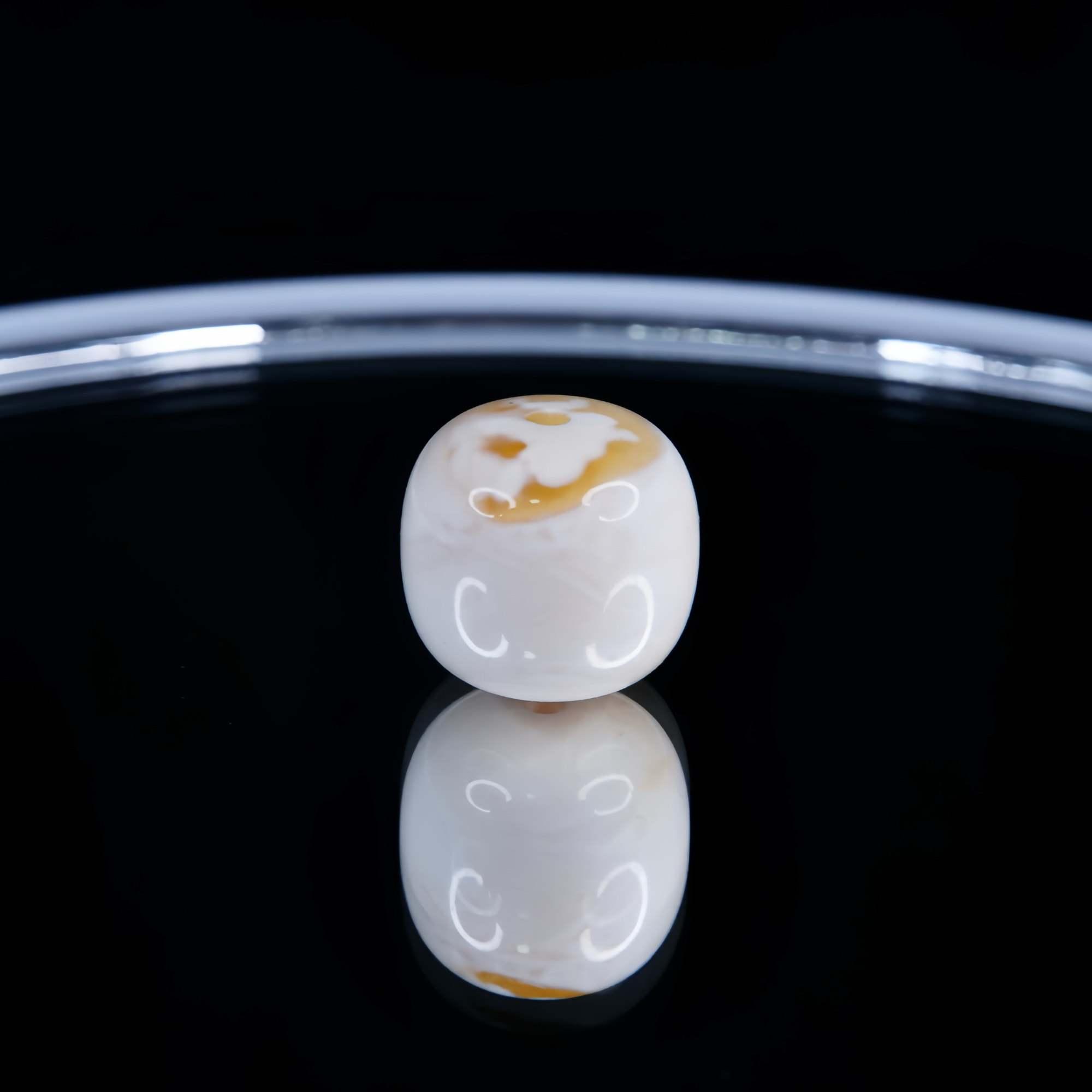 天然琥珀蜜蜡 9.2mm橘金漆白满蜡老型精工手作精品文玩配饰