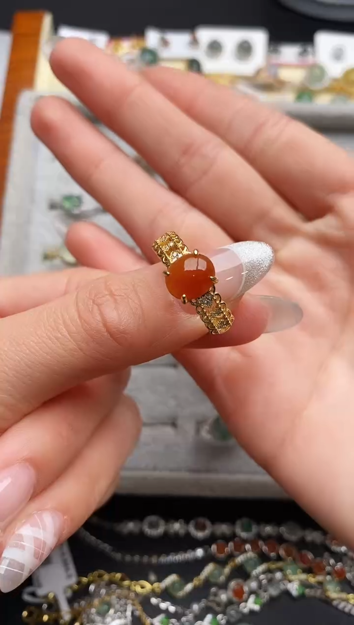 【闪购商品】翡翠戒指银S925镶嵌777777777+4