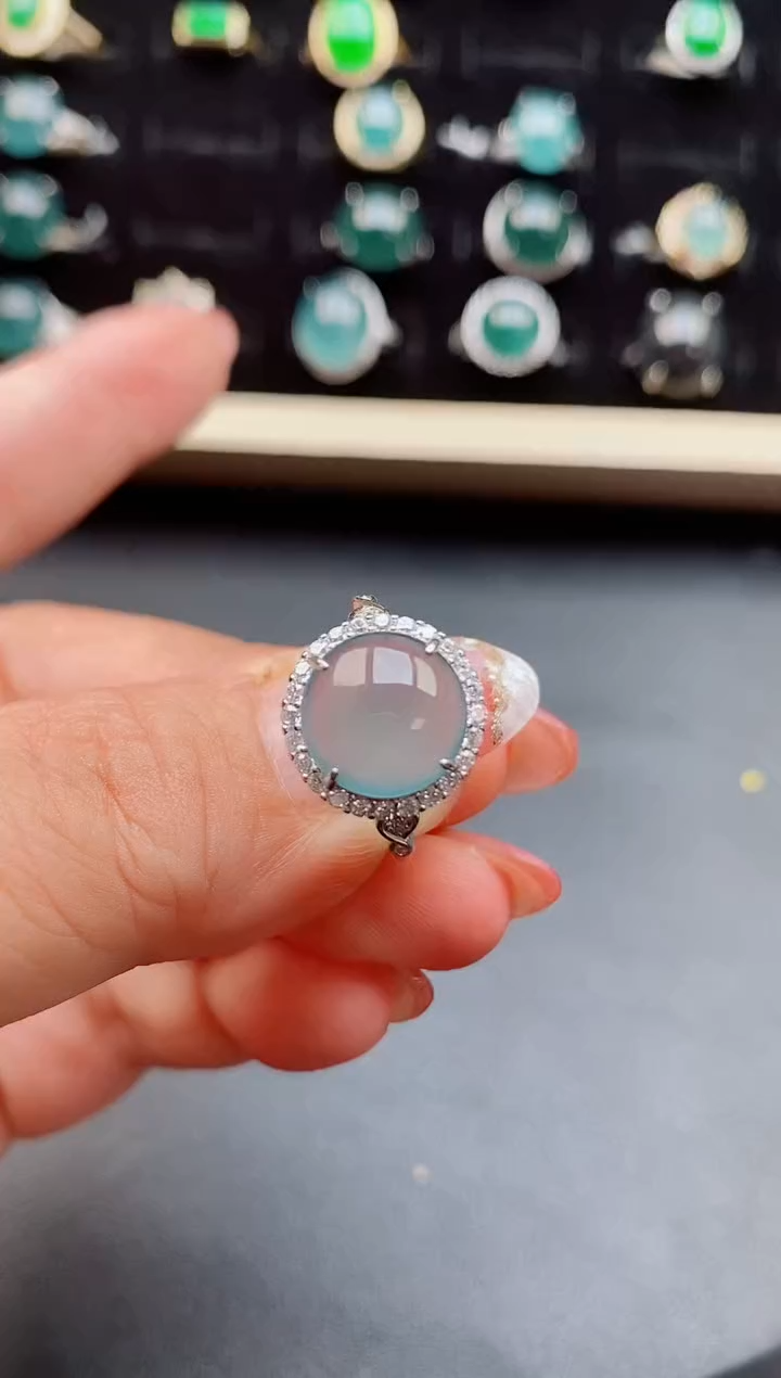 【闪购商品】翡翠戒指银S925镶嵌085050