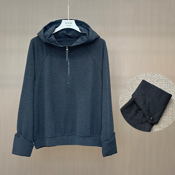 【xineba3】韩国女士新款马蹄袖毛呢连帽卫衣百搭高端