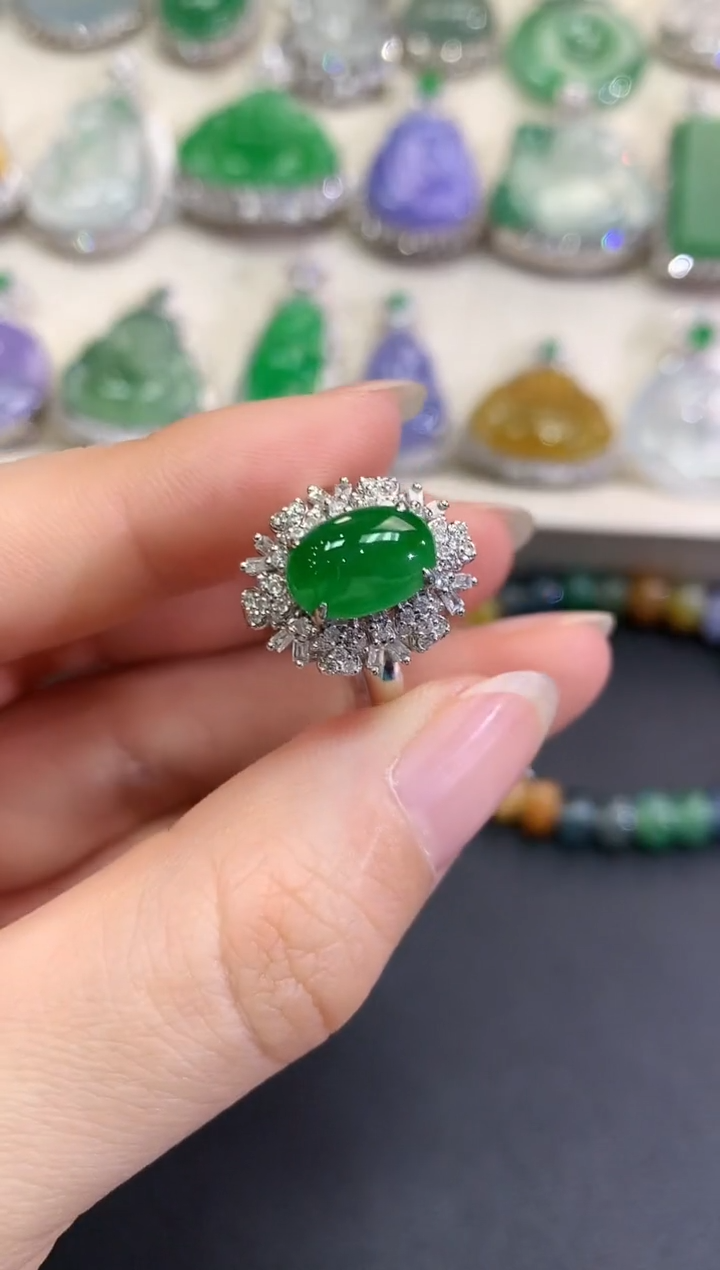 【闪购商品】翡翠戒指18K金镶嵌B151   