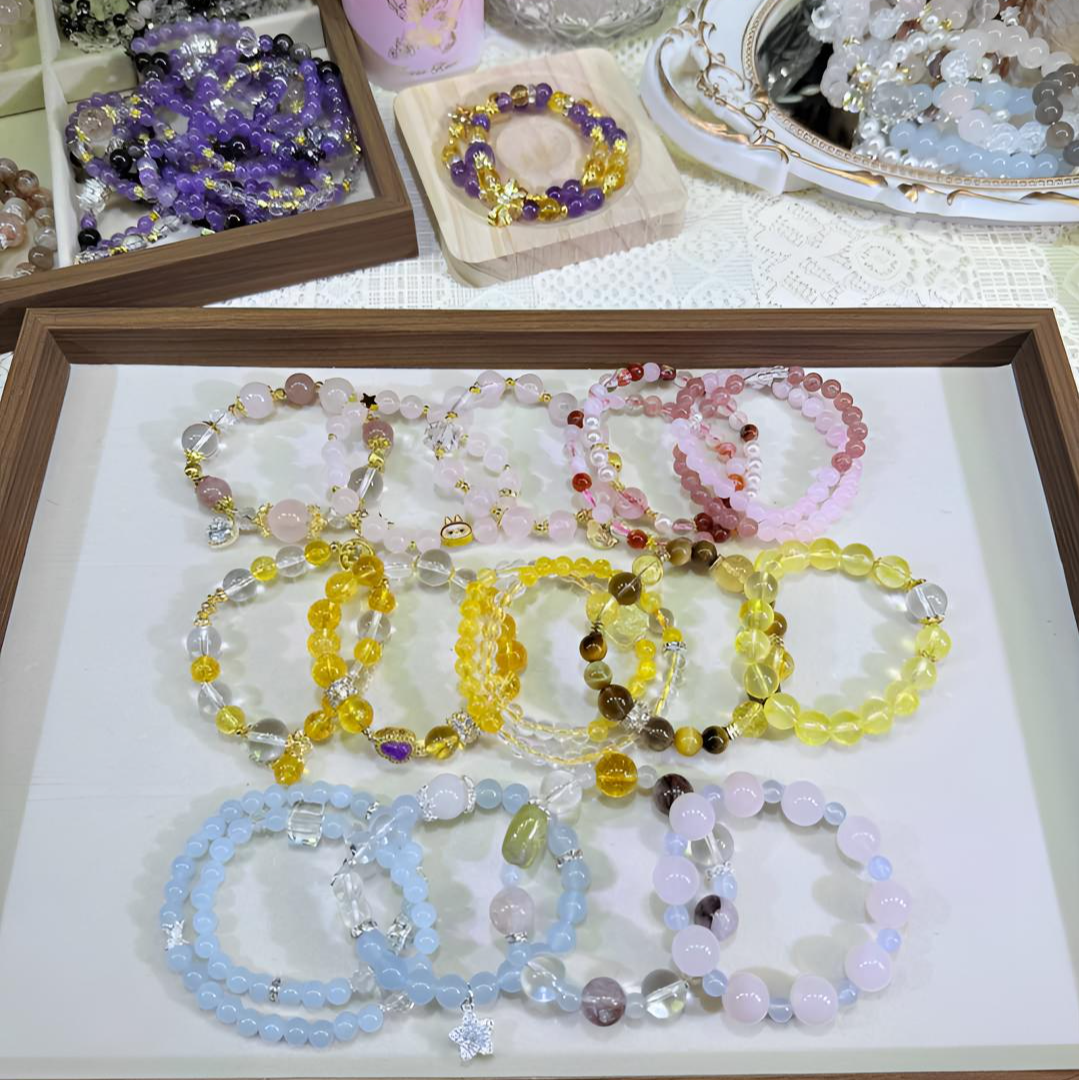 绮遇【拍1拆3】保底4串星座卡牌有奖天然玛瑙玉石水晶DIY设计手串