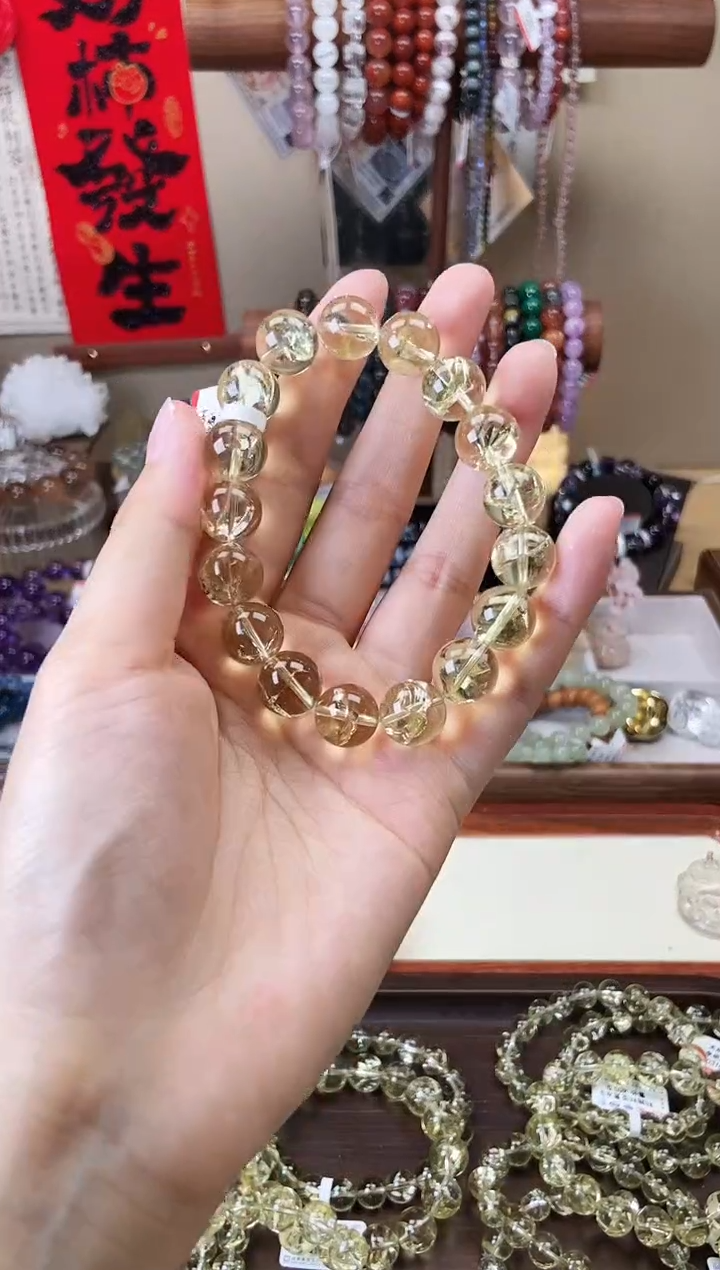 【闪购商品】水晶手链未镶嵌利姆利亚黄水晶12mm