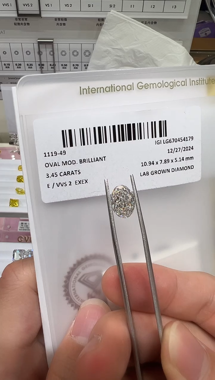 【闪购商品】实验室培育钻石未镶嵌@ 3.45ct 先鉴赏，再定制！