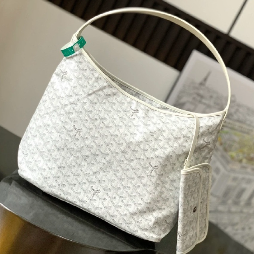 99新 Goyard 戈雅 hobo 白色 老花子母袋