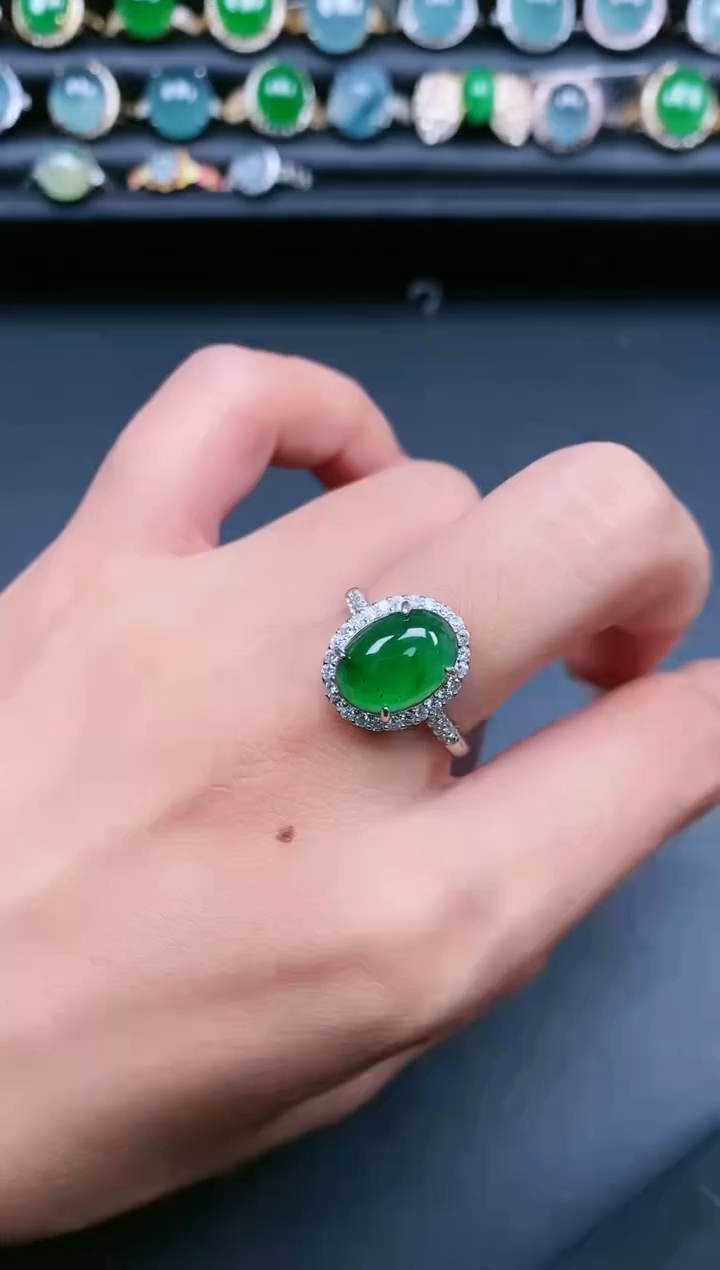 翡翠戒指银S925镶嵌1111111