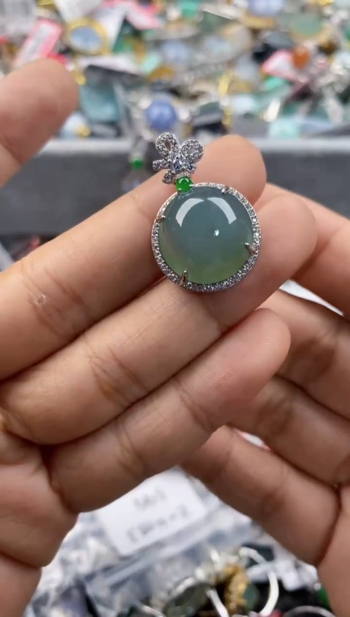 银S925镶嵌戒指翡翠333      2