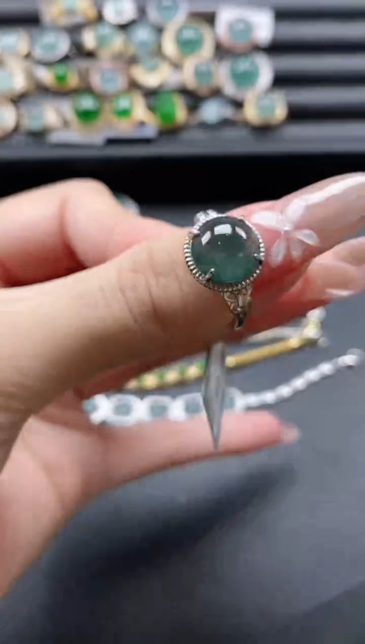 【闪购商品】翡翠戒指银S925镶嵌51511