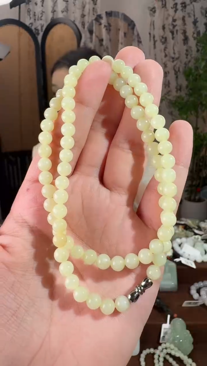 颈饰未镶嵌和田玉黄玉项链 6mm