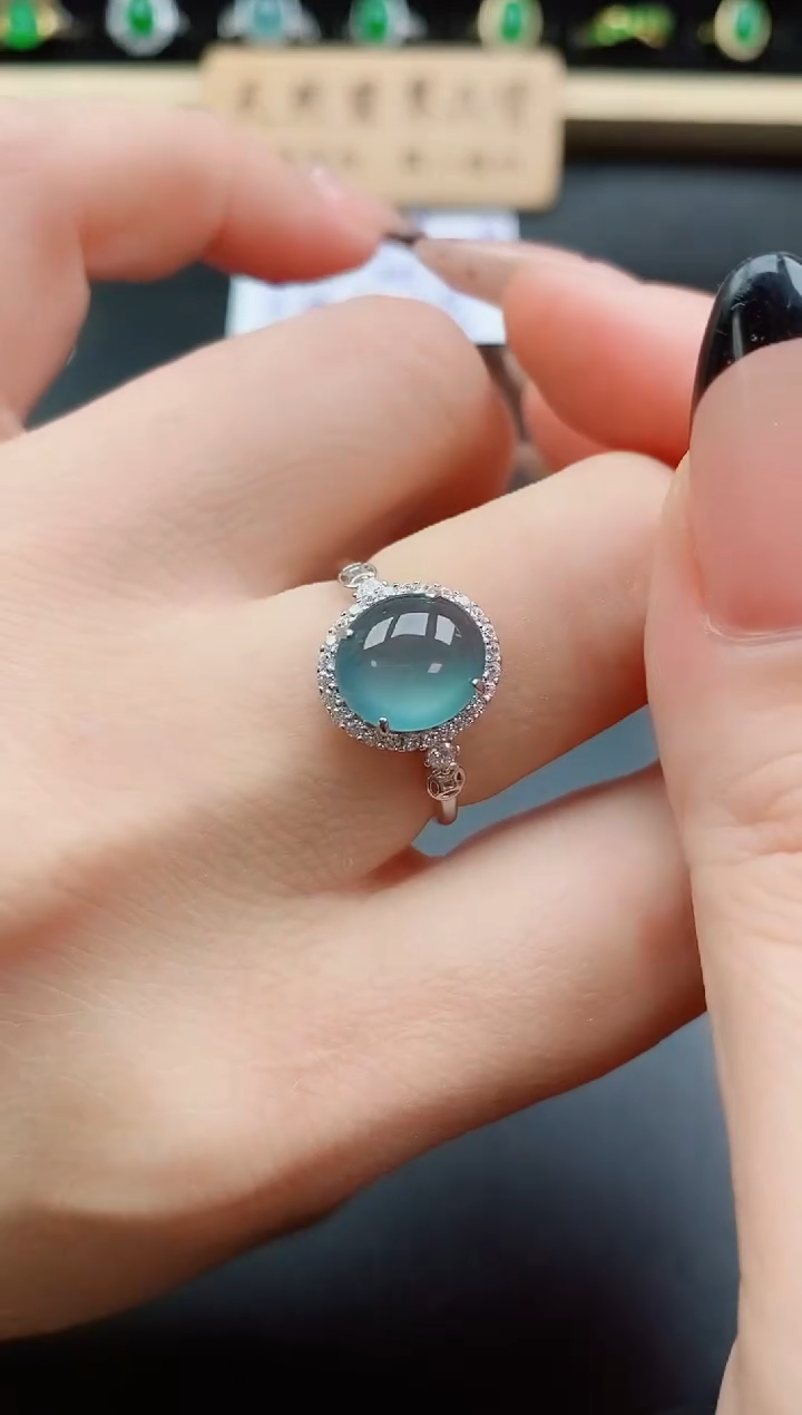银S925镶嵌戒指翡翠1