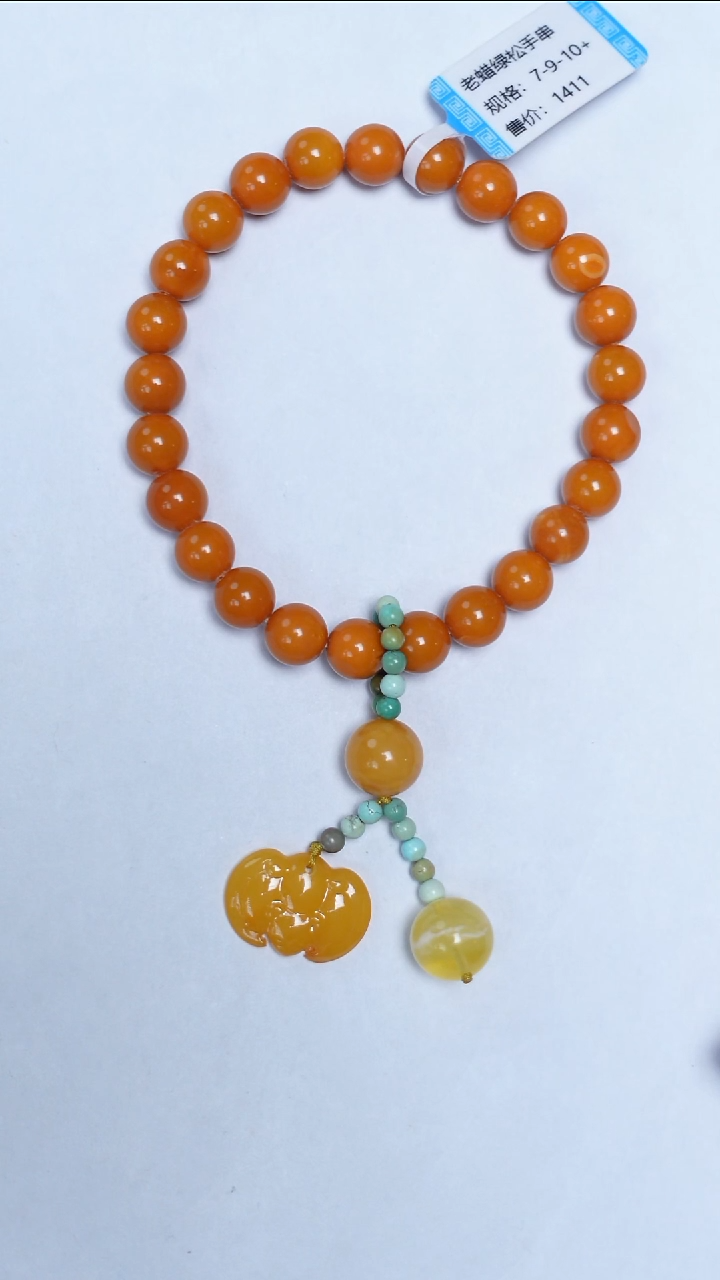 手链蜜蜡未镶嵌老蜡绿松手串7-9-10mm