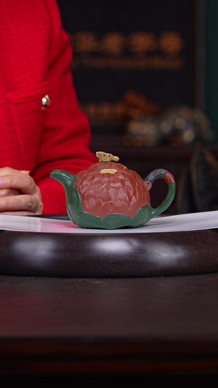 【闪购商品】紫砂茶壶张杏娟26-58 牡丹壶260c