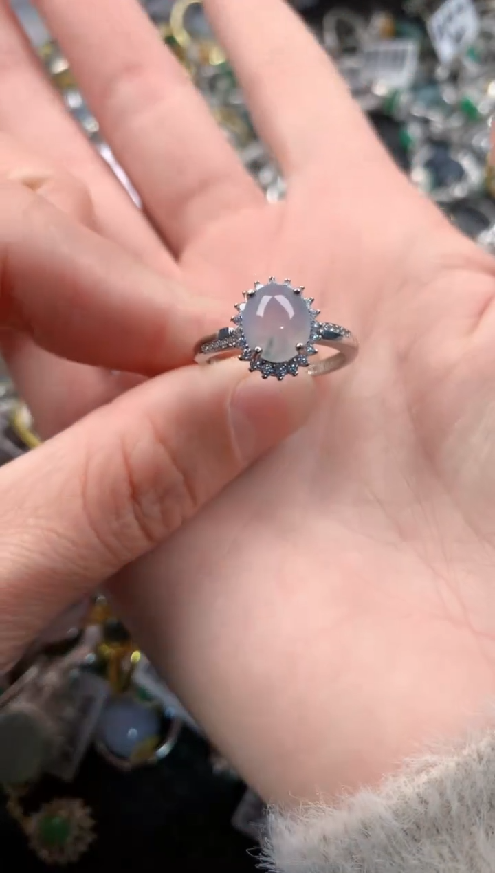 银S925镶嵌戒指翡翠222           1