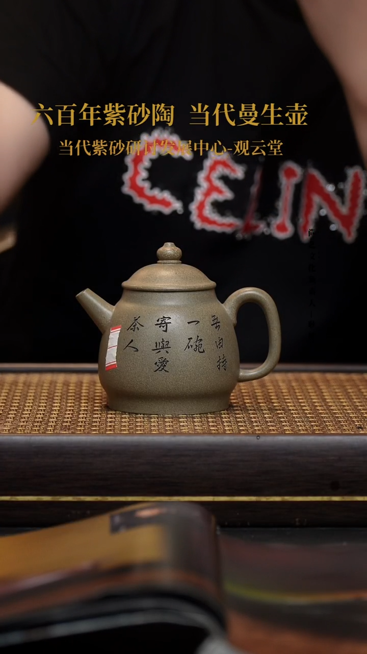 茶壶紫砂紫砂茶壶松华青段