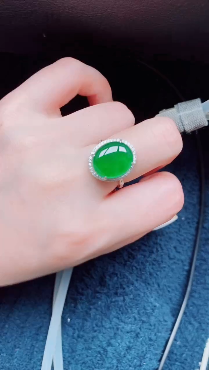 【闪购商品】翡翠戒指银S925镶嵌天然a货翡翠728