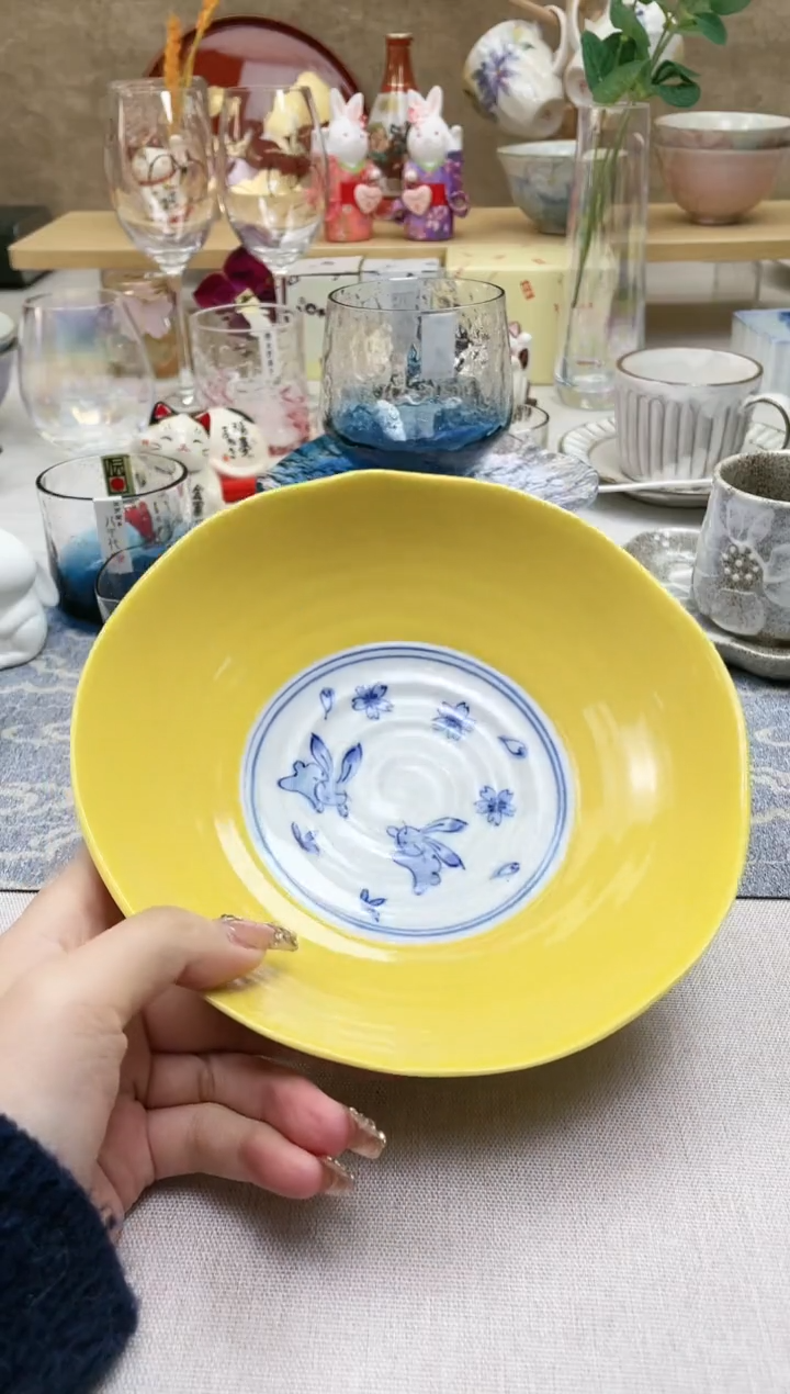 【闪购商品】摆件/盘子/杯子樱花兔中钵