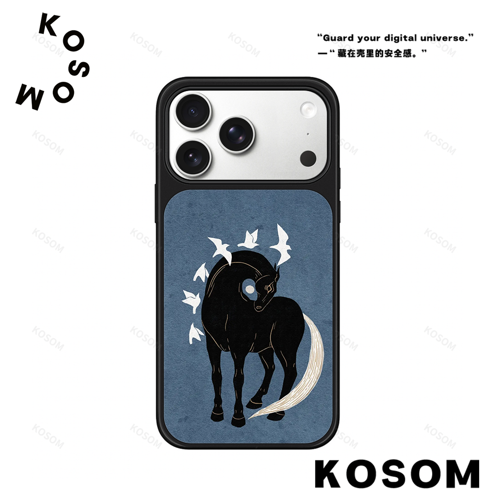 黑马飞鸟磨砂磁吸黑边苹果16promax/15小众高级防摔17pro防摔