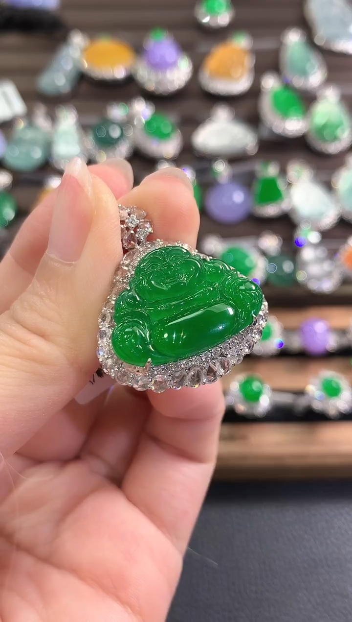 吊坠(不含链)18K金镶嵌翡翠d8 