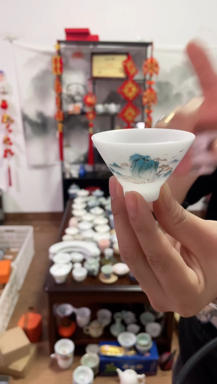 【闪购商品】【瓷心匠物】直播间福利款冰千里江山斗笠杯