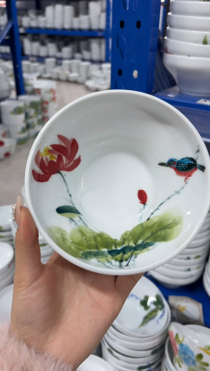 瓷片景德镇高温陶瓷食品级手绘釉中彩-葫芦碗